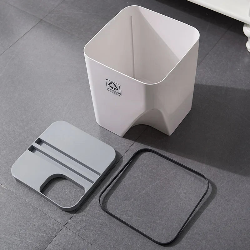 DecorBites™ Stackable Trash Can with Lid Kitchen Waste Bin Bathroom Plastic Paper Basket