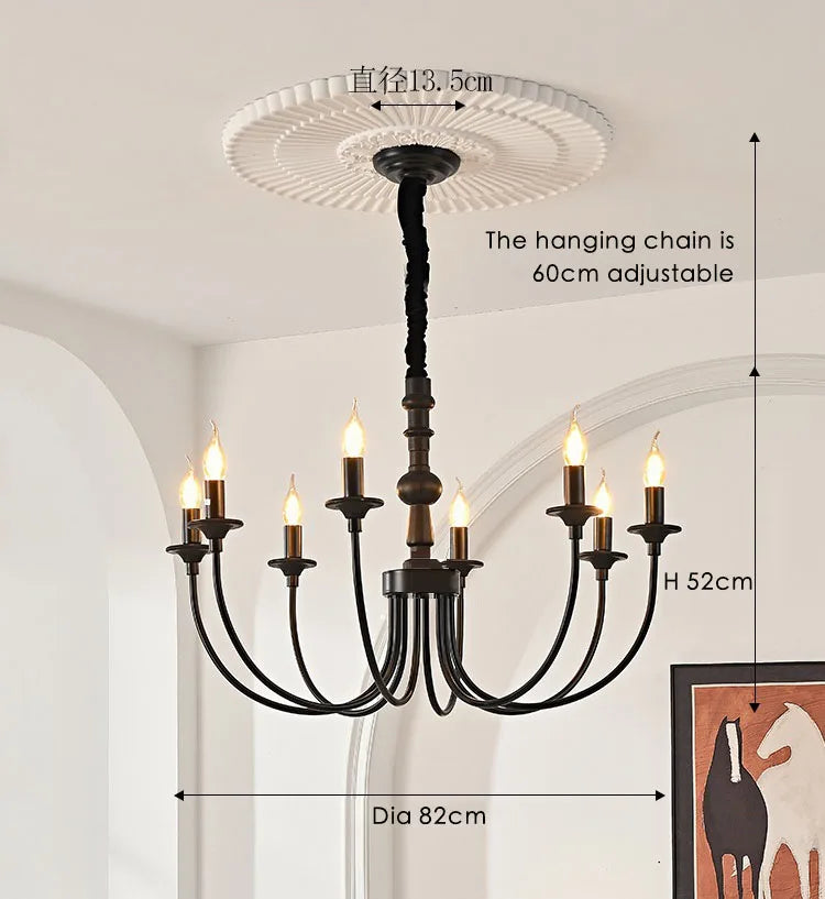 DecorBites™ Black Metal Chandelier 8 Heads Pendant Lights for Home Decor