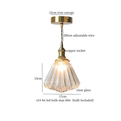 DecorBites™ Brass Amber Glass LED Pendant Light for Restaurant Bedside Kitchen Loft Bar