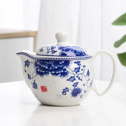DecorBites™ Blue and White Porcelain Tea Pot Set