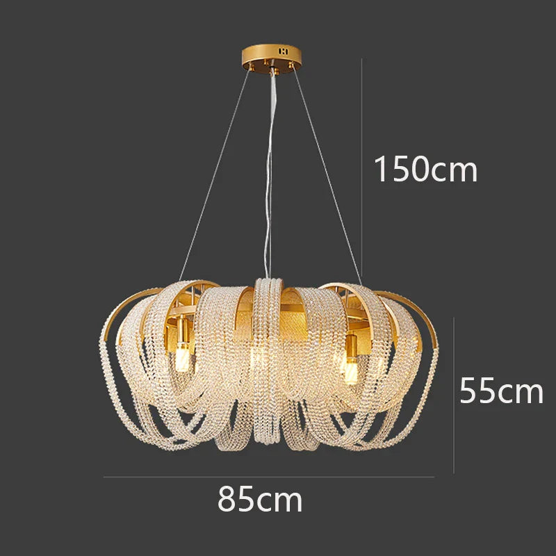 DecorBites™ Crystal Chandelier: Luxury Living Room and Bedroom Pendant Light Fixture