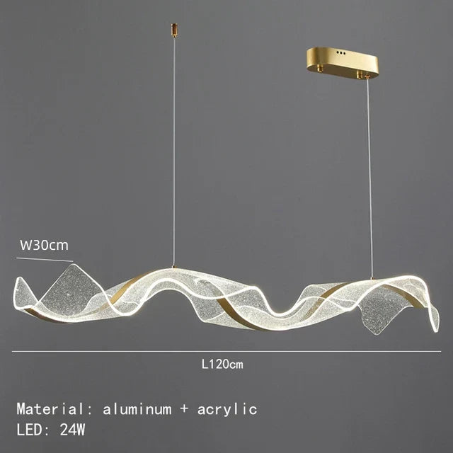 DecorBites™ LED Acrylic Chandelier Dining Room Light Fixtures Adjustable Kitchen Hanging Lamp