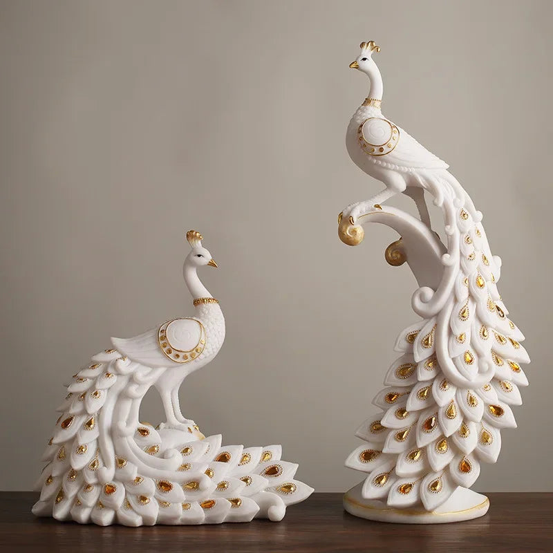 DecorBites™ Golden Phoenix Peacock Sculpture Home Decor Ornament Figurine