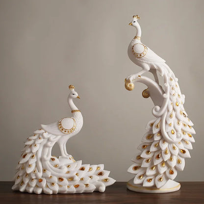 DecorBites™ Golden Phoenix Peacock Sculpture Home Decor Ornament Figurine