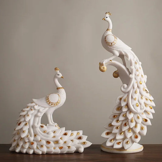 DecorBites™ Golden Phoenix Peacock Sculpture Home Decor Ornament Figurine