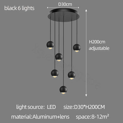 DecorBites™ Globe Lens Metal Chandelier for Living Room Kitchen Bedroom Cafe Staircase Villa