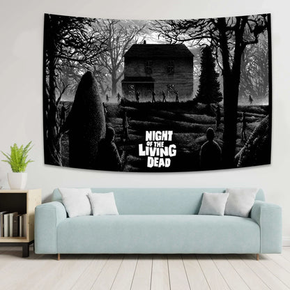 Decobites Night Of The Living Deads Horror Movie Tapestry Wall Hanging