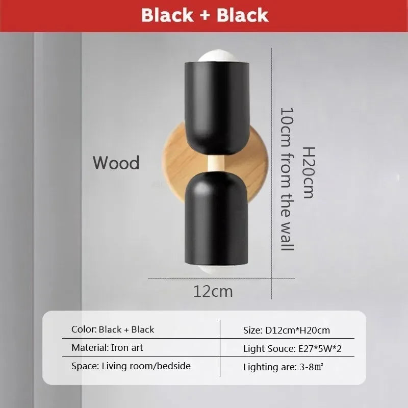 Lámpara de pared de madera con cremallera color crema DecorBites™: Diseño nórdico minimalista para iluminación de dormitorio y sala de estar