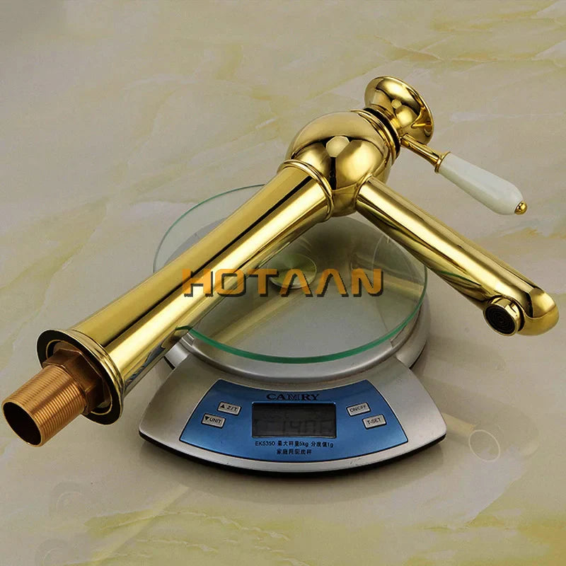 Decorbites™ Grifo de Lavabo Dorado con Mezclador de Cerámica - Grifos para Baño