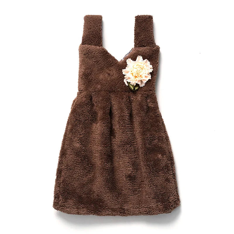 DecorBites™ Kids' Cute Dress Hand Towel: Thick Coral Velvet, Soft Touch, Home & Kitchen Cleaning