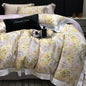 Decobites Rose Flowers Bamboo Fiber Bedding Set: Soft & Silky, 1 Duvet Cover, 2 Pillowcases, 1 Flat Sheet