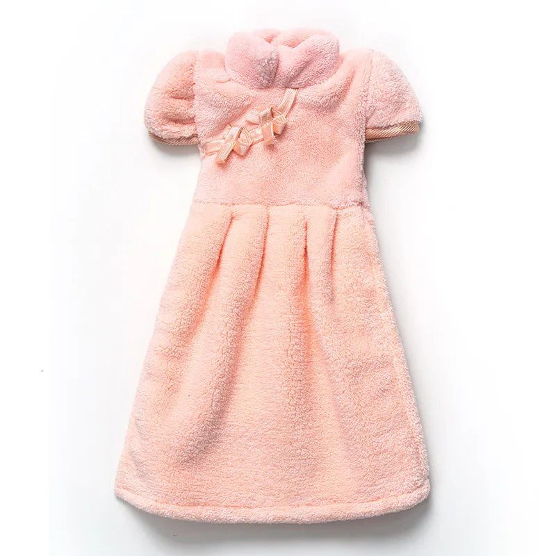 Toalla de mano Cheongsam de forro polar coral DecorBites™: suave, absorbente y de secado rápido. Ideal para el hogar y para colgar en la pared.