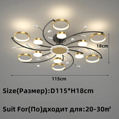 DecorBites™ Gold Aluminum LED Chandelier with K9 Crystal, Luxury Pendant Lights for Home Décor