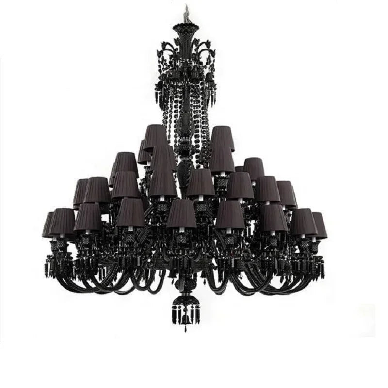 DecorBites™ Black Crystal Chandelier: Luxury Lighting for Villa Hotel, Living Room, Dining Room