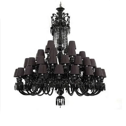 DecorBites™ Black Crystal Chandelier: Luxury Lighting for Villa Hotel, Living Room, Dining Room