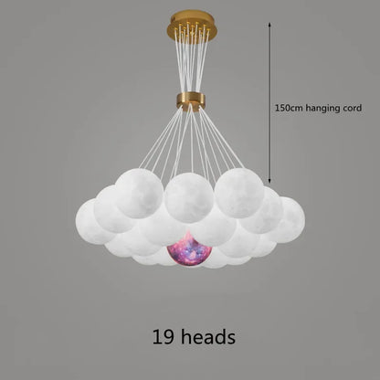 DecorBites™ LED Lunar Ball Ceiling Chandeliers for Home Decor in Living Room and Bedroom