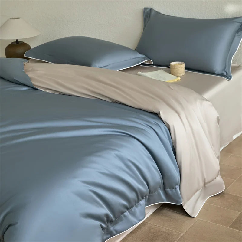 Decobites Luxury 600TC Egyptian Cotton Bedding Set: Duvet, Bed Sheet, Pillowcases - Queen King Size