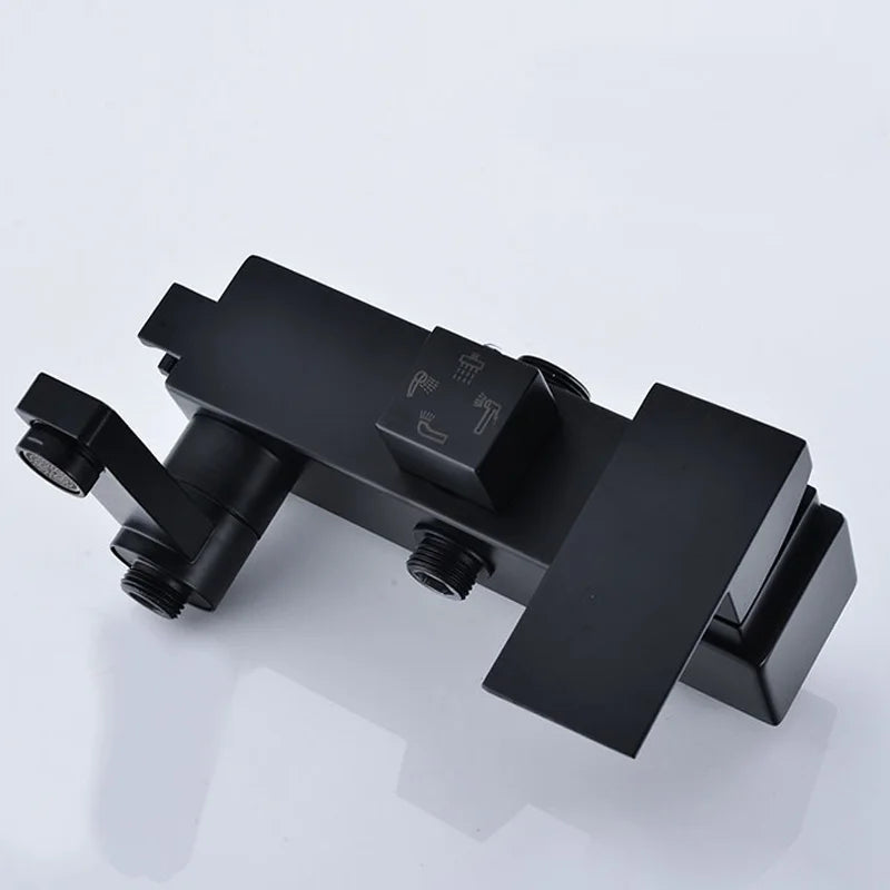 DecorBites™ Black Chrome Bathroom Mixer Tub Control Valve Wall Mount Shower Faucet