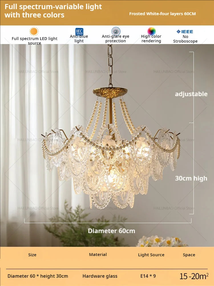 DecorBites™ Glass Dining Room Chandelier: Retro French Style for Living & Master Bedroom