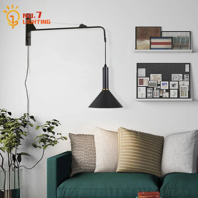 DecorBites™ Gold/Black Swing Arm Wall Lamp LED E27, Adjustable & Rotatable Sconce