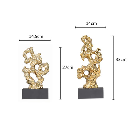 DecorBites™ Gold Hollow Stone Statue Coral Sculpture Home Decor Figurines