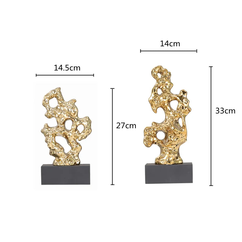 Decorbites™ Goldene Hohlstein-Statue Korallen-Skulptur Wohnungsdekoration Figuren