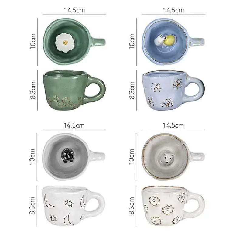 Tazas de café DecorBites™ con animales de dibujos animados en 3D: un regalo único hecho a mano