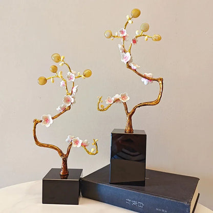 DecorBites™ Golden Tree Crystal Ball Statue Metal Decor Figurine