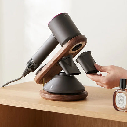 DecorBites™ Hair Dryer Holder for Dyson Supersonic - Walnut Beech Wood Bathroom Rack