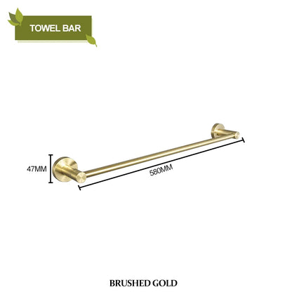 DecorBites™ Brushed Gold Bathroom Pendant Set: Toilet Brush Holder, Paper Holder, Towel Bar & More