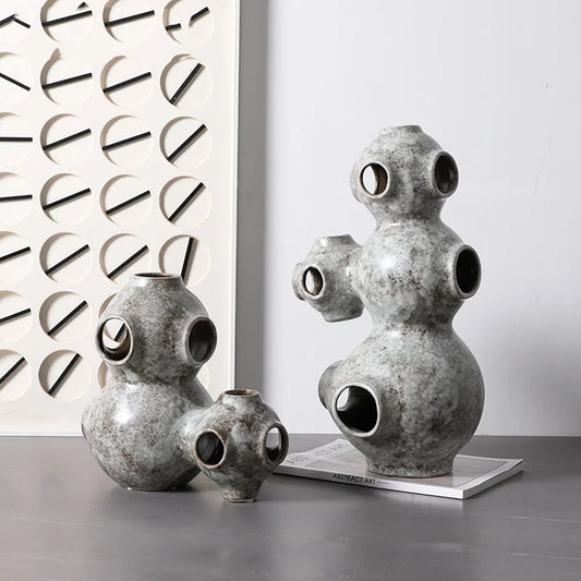 DecorBites™ Abstract Planet Hollow Pipe Ceramic Ornament Figurine - Home Decor Accessory