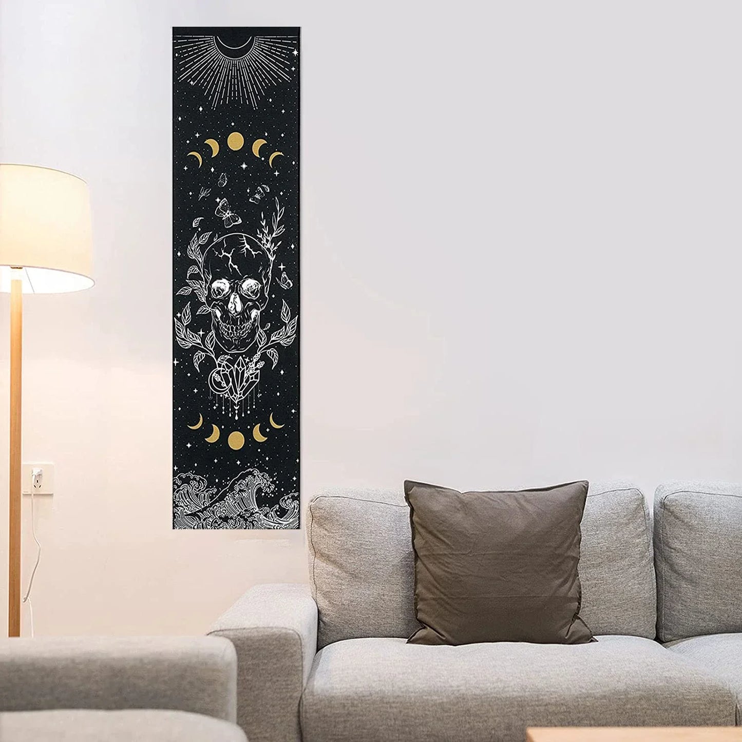 Decobites Skull Moon Butterfly Star Tapestry Wall Hanging for Hippie Witchcraft Room Decor