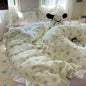 Decobites Small Floral Lace Ruffles Princess Bedding Set with Vintage Charm