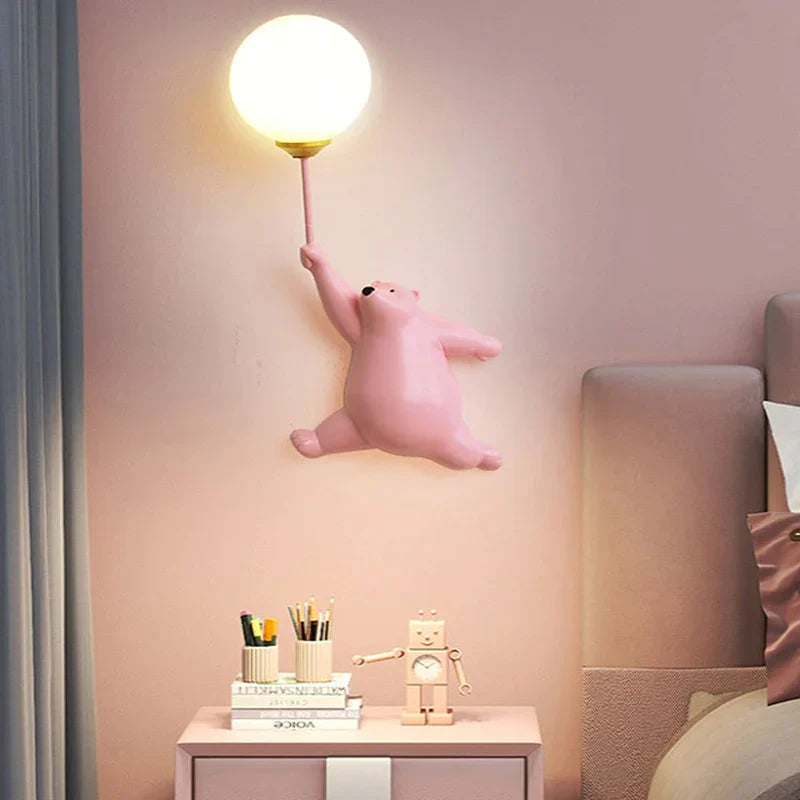 DecorBites™ Kids Bear Moon Wall Lamp | 3D Printed Bedroom Interior Light