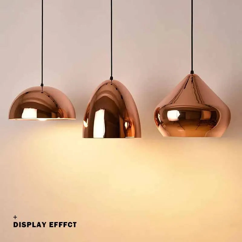 DecorBites™ Rose Gold Pendant Lights Metal Hanging Fixtures for Dining Room Island Bar Decor