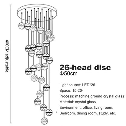 Lámpara de araña LED con bola de cristal DecorBites™ para decoración moderna de salas de estar y dormitorios