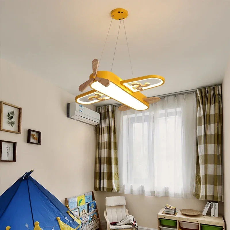 Yellow Blue Wood Ceiling Light