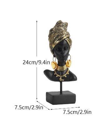 DecorBites™ Black African Woman Resin Storage Figurine - Exotic Interior Decor Statue