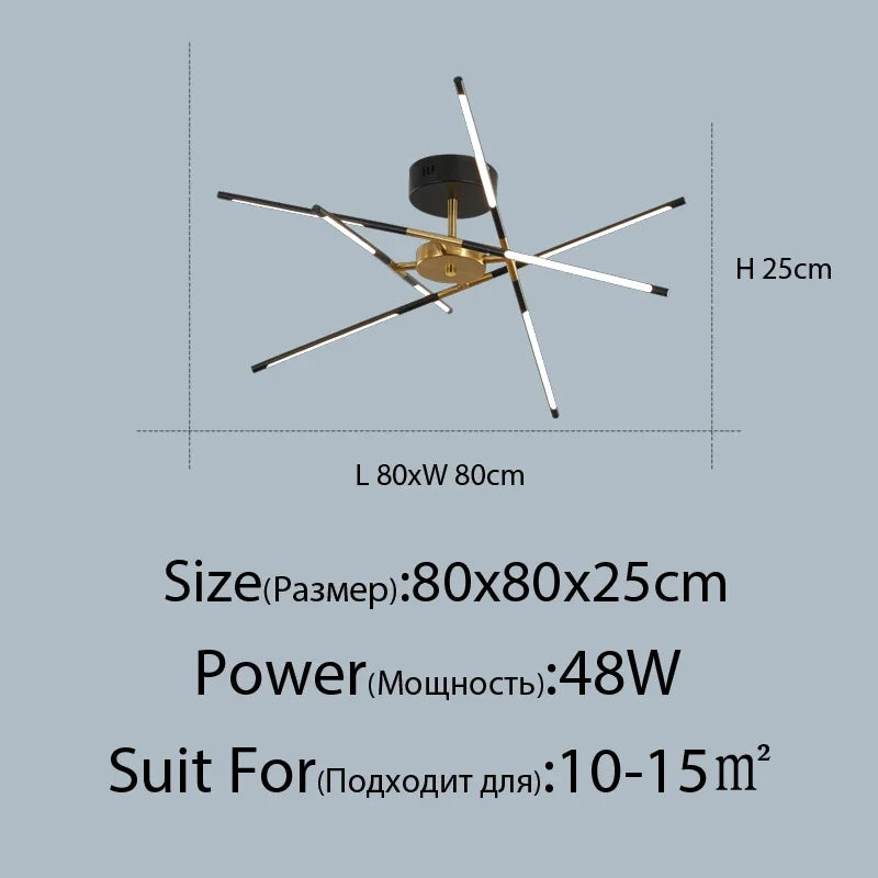 Lámpara de techo DecorBites™ de lino: Lámpara colgante negra y dorada para el hogar, la oficina o el restaurante.