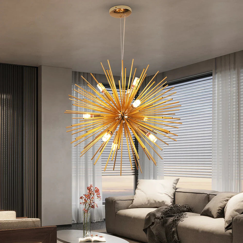 DecorBites™ Gold LED Chandelier Pendant Light for Modern Kitchen Island Living Room