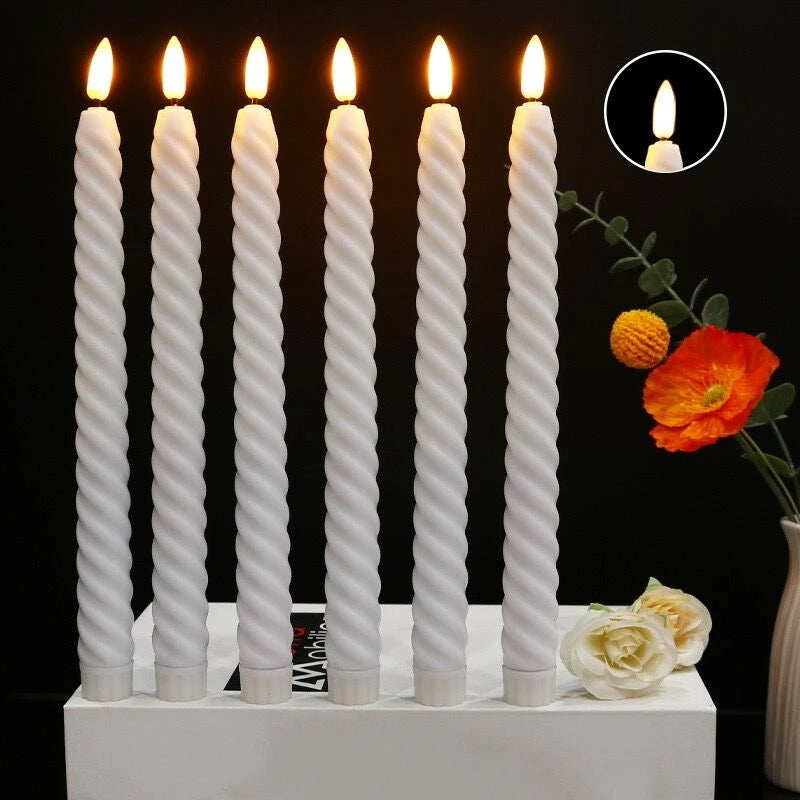 Remote or Not Spiral led Taper Candle Church CandleStick Twisted Battery Operated stick Candle Home Wedding table Decoration H25