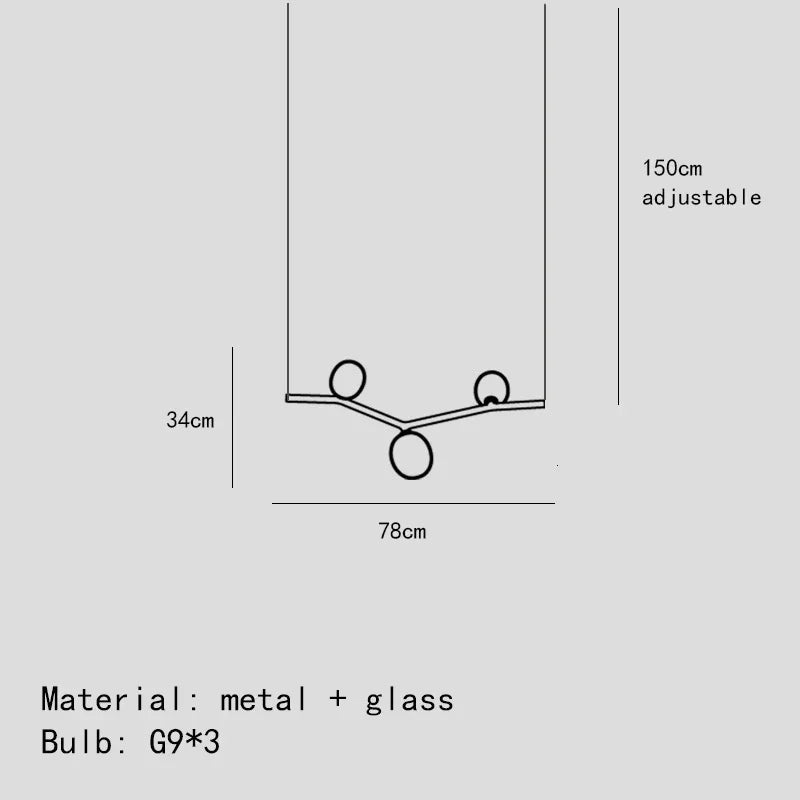 DecorBites™ Glass Branch Chandelier: LED Home Decor Lighting for Living Room & Dining Table