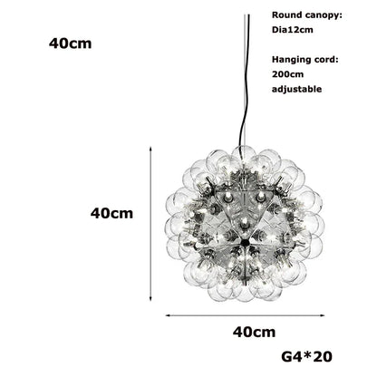 DecorBites™ Glass Dandelion LED Chandelier in Black Gold For Modern Spaces