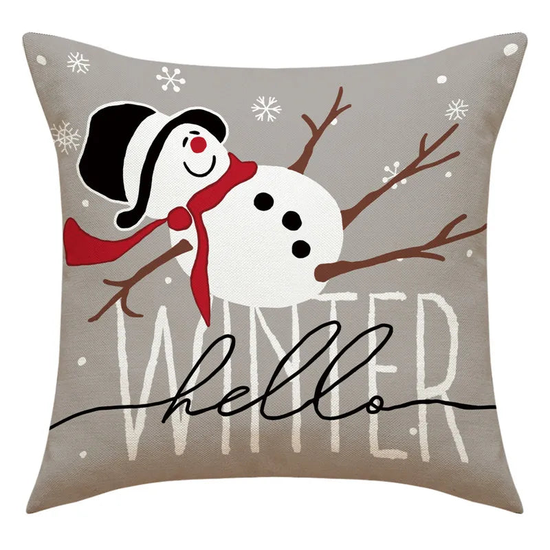 DecorBites™ Christmas Pillowcase: Santa Claus Snowman Print for Living Room Sofa Decor
