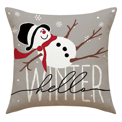 DecorBites™ Christmas Pillowcase: Santa Claus Snowman Print for Living Room Sofa Decor