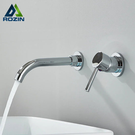 DecorBites™ Black Wall Mounted Basin Faucet with Single Handle Hot Cold Water Mixer Tap