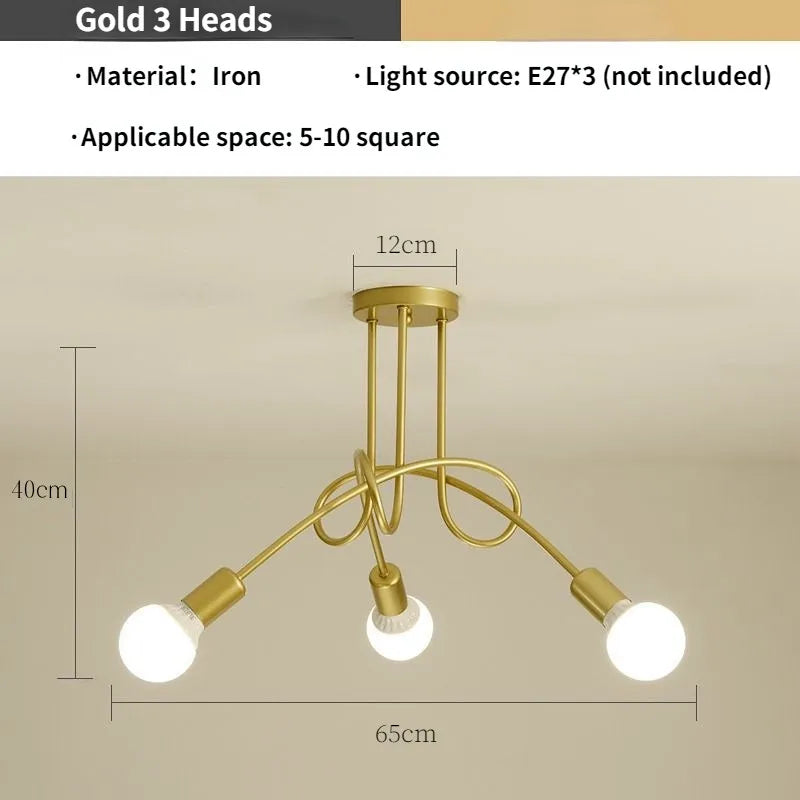 Decorbites™ Gold-Schwarze Sputnik-Hängelampe für Wohnzimmer Schlafzimmer Landhausstil