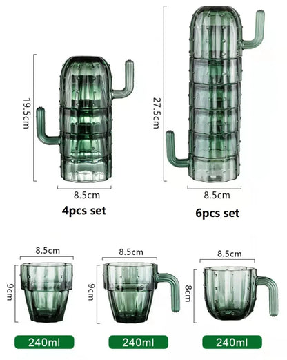 DecorBites™ Cactus Glass Mug 240ml: Creative Office Home Kitchen Drinking Cup