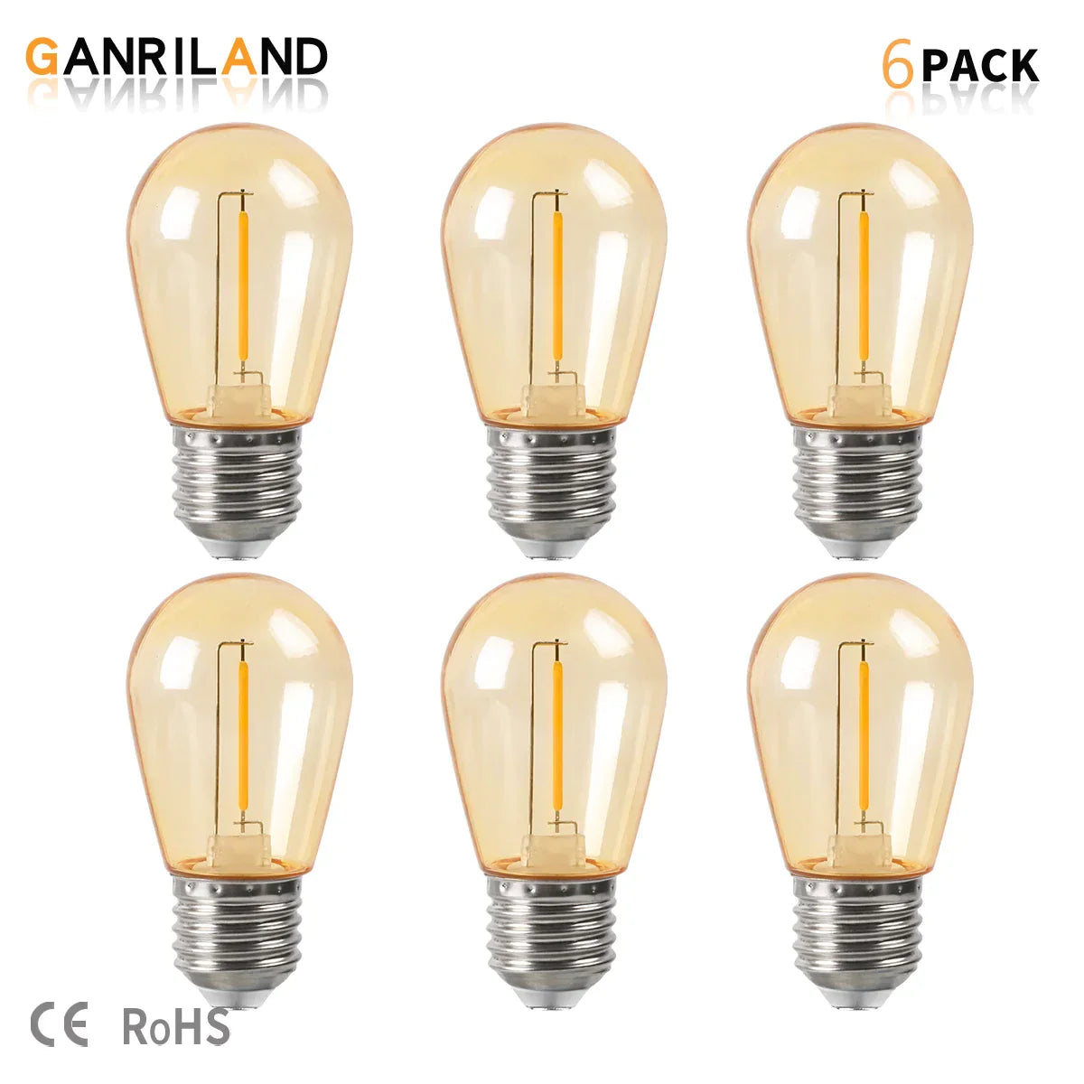 DecorBites™ Amber Plastic Bulbs: Waterproof 2700K LED E27 String Light for Patio Outdoor Decor