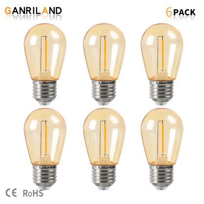 DecorBites™ Amber Plastic Bulbs: Waterproof 2700K LED E27 String Light for Patio Outdoor Decor